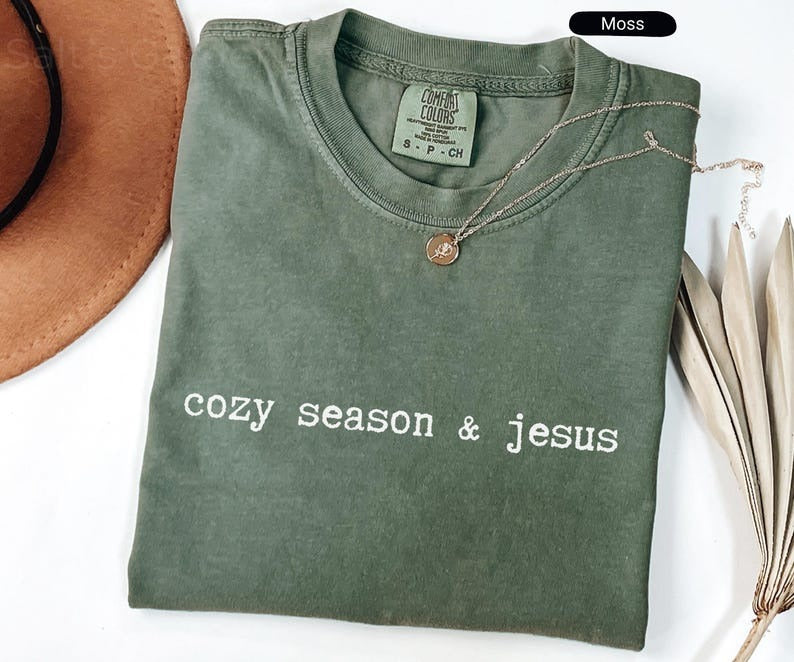 Comfort Colors Fall Christian Shirt, Minimalist Cozy Season & Jesus T-shirt, Christian Thanksgiving Tee, Faith Gift Women Men Autumn Outfit